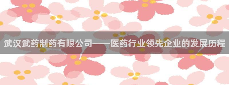 九游会老哥必备的交流社区九：武汉武药制药有限公司——医药行业领先企业的发展历程