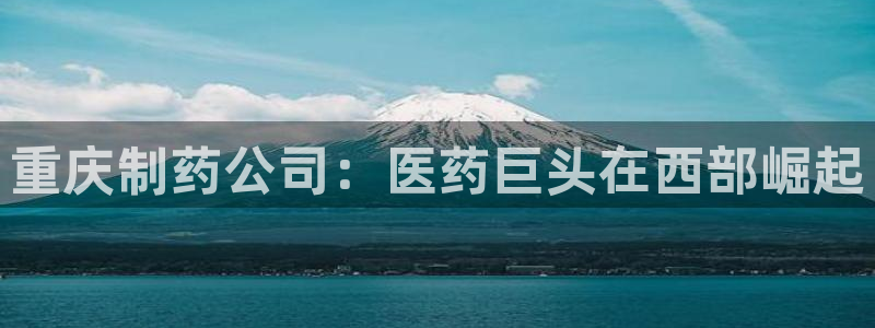 usdt九游会老哥俱乐部：重庆制药公司：医药巨头在西部崛起