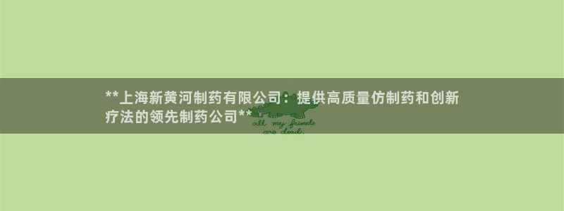 9游会老哥俱乐部：**上海新黄河制药有限公司：提供高质量仿制药和创新
疗法的领先制药公司**